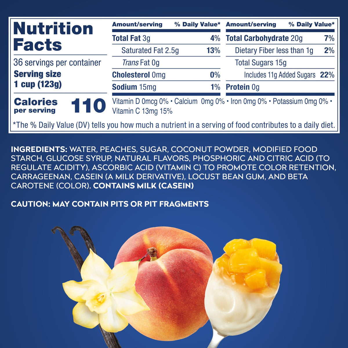 Dole Fruit Bowls Peaches & Creme Layers, 4.3oz Cups, 36-Count Bulk Desserts