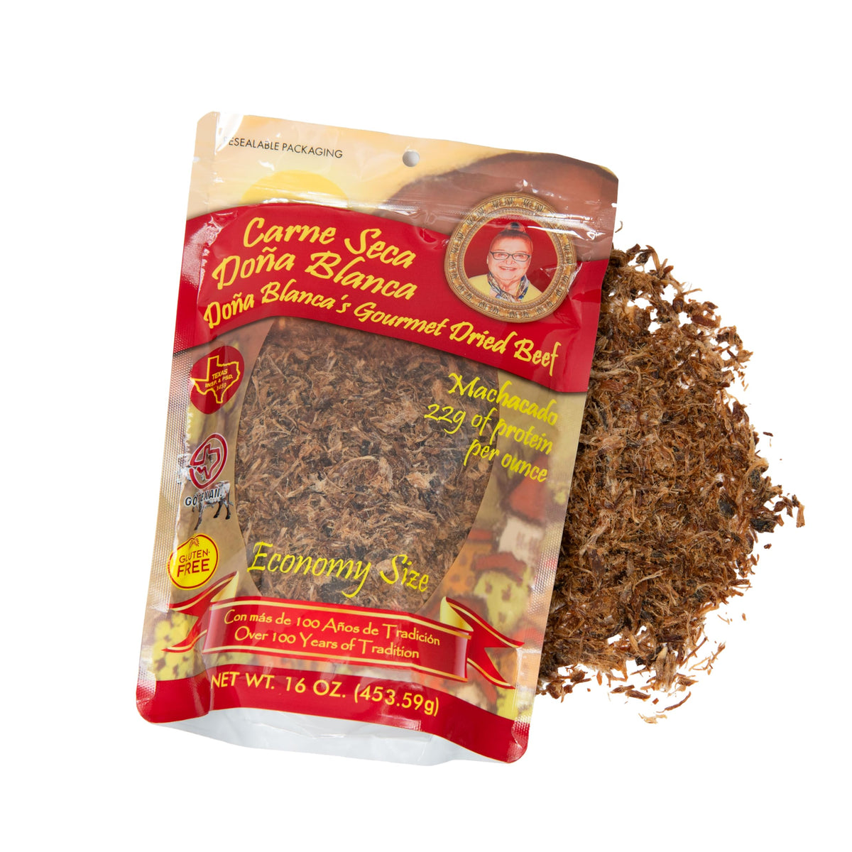 Carne Seca Doña Blanca 16 oz – Gourmet Dried Beef Jerky with Kosher Sea Salt