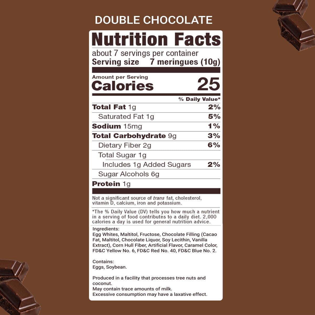 Don't Worry Meringue Cookies – Double Chocolate, 4 Cal per Piece | Keto & Gluten Free (4 Pack)