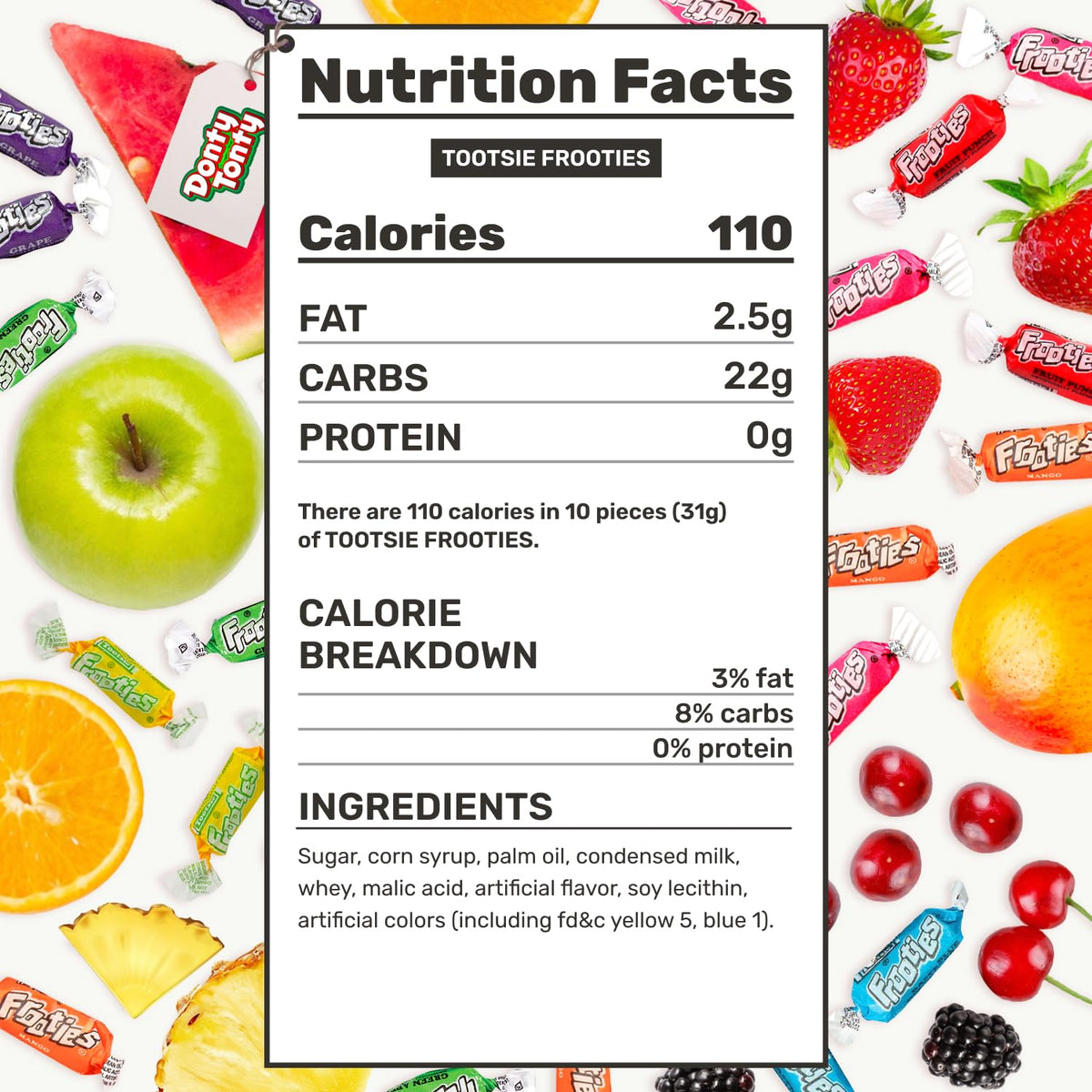 Donty-Tonty Fruit Chews Candy 5 lb Bulk Bag – 10 Flavors, Gluten & Peanut Free