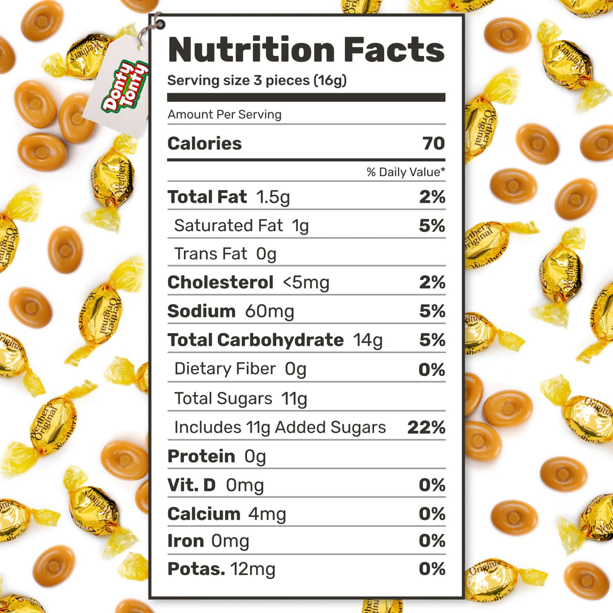 Donty-Tonty ORIGINAL Hard Candy 4 lb Bulk Bag – Cream & Caramel Flavors, Individually Wrapped