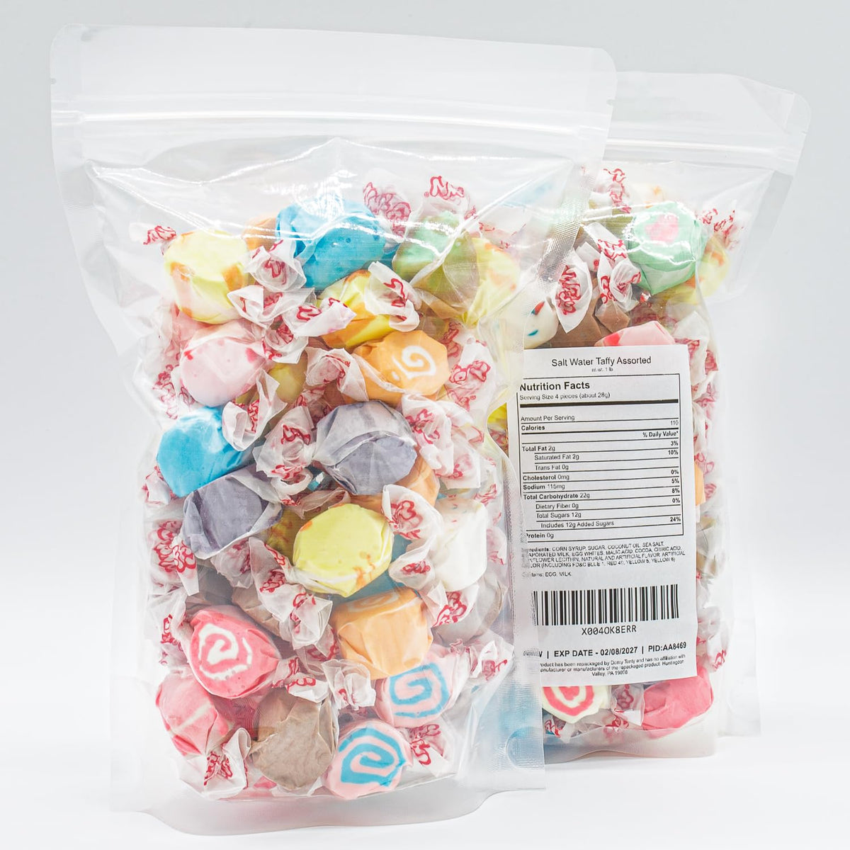 Donty-Tonty Salt Water Taffy 4 lb – 12 Flavors, Individually Wrapped, Gluten & Nut Free
