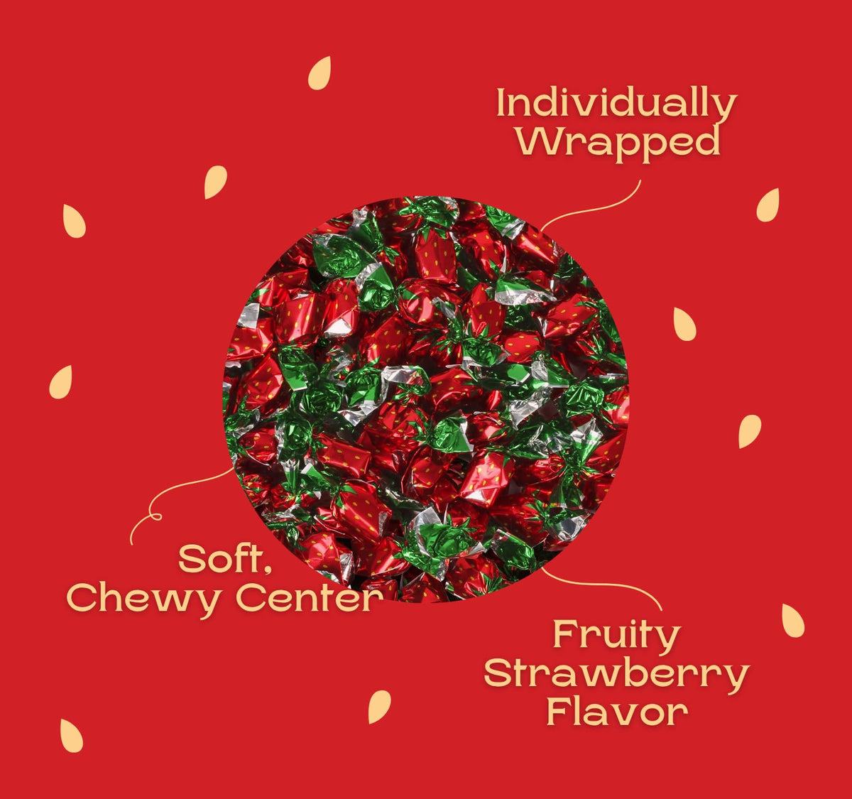 Dooboe Strawberry Hard Candy – 6 lb Bulk, Strawberry-Filled Bon Bons, Individually Wrapped