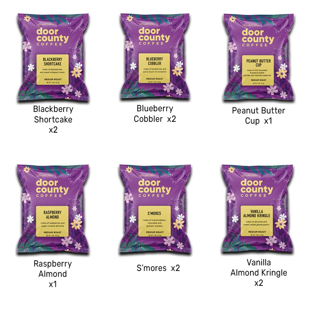 Door County Coffee Gourmet Spring & Summer Sampler Pack – 10 Flavored Coffees