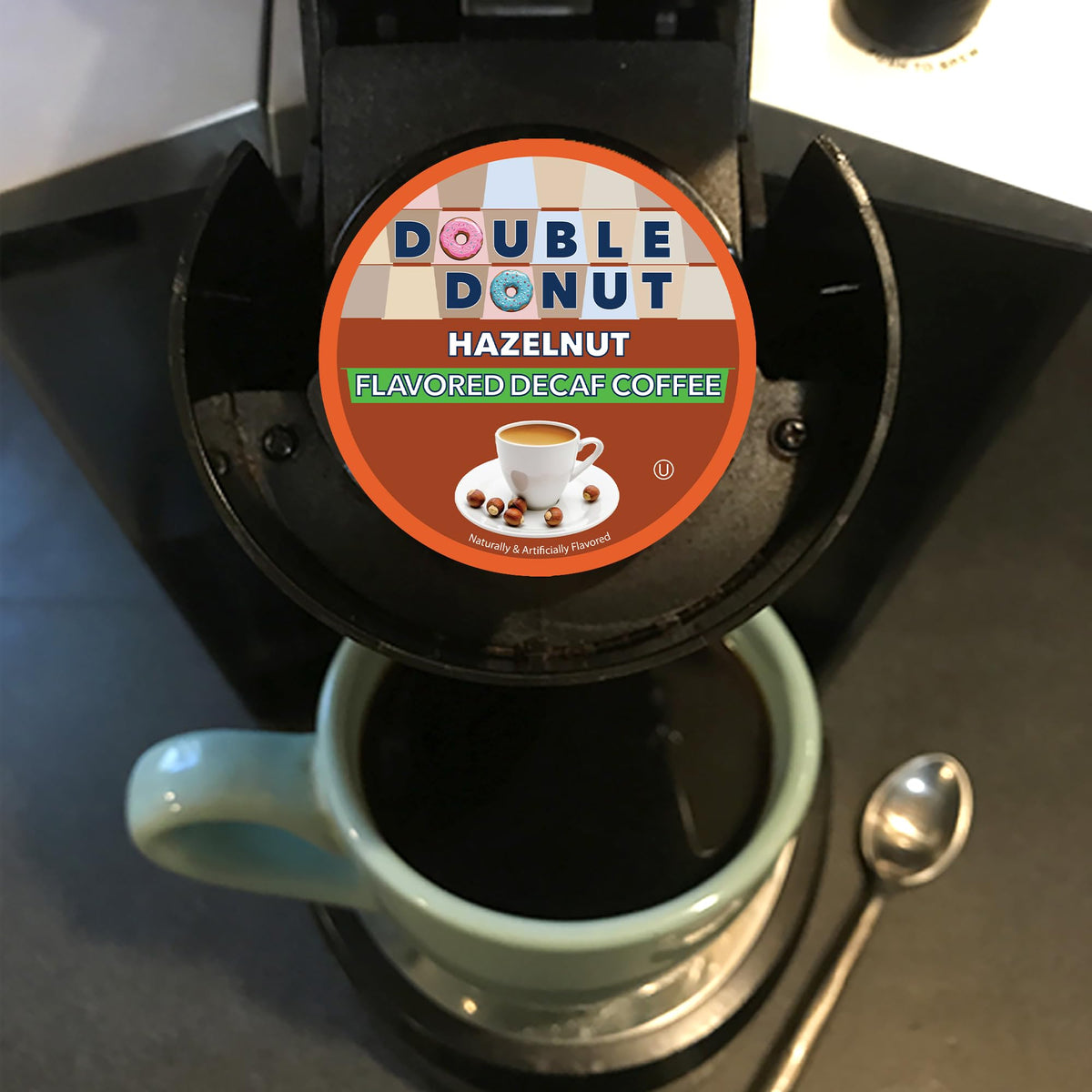 Double Donut Coffee Flavored Decaf Hazelnut K-Cups – Medium Roast, 80-Count Pack