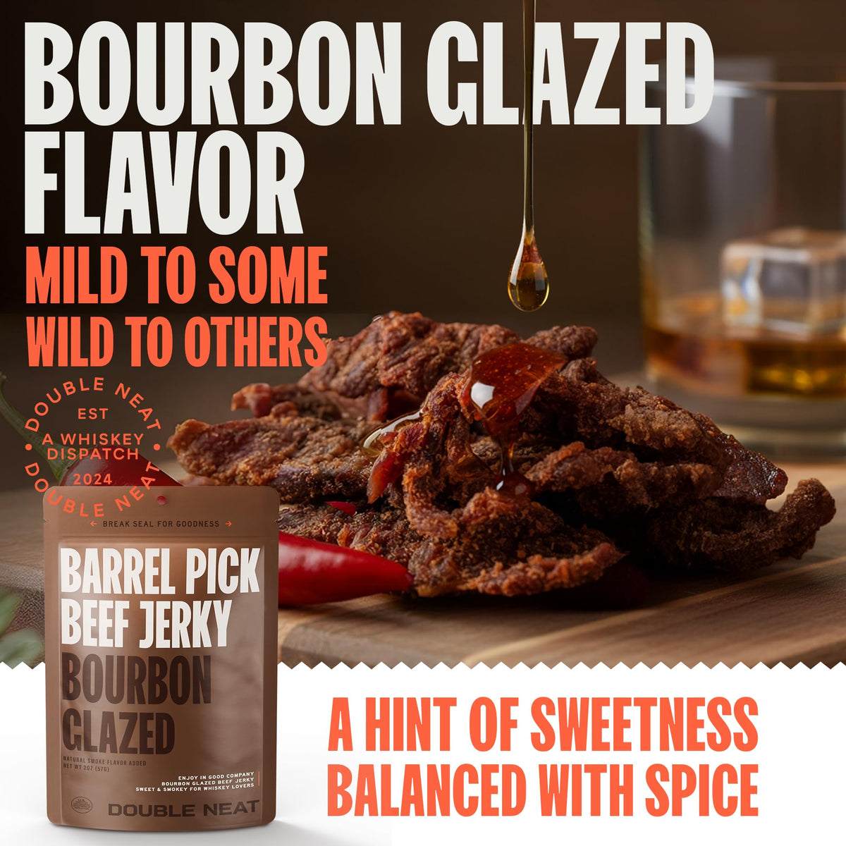 Double Neat Bourbon Flavored Snacks Variety Pack — 3-Pack Gift Box, 10 oz