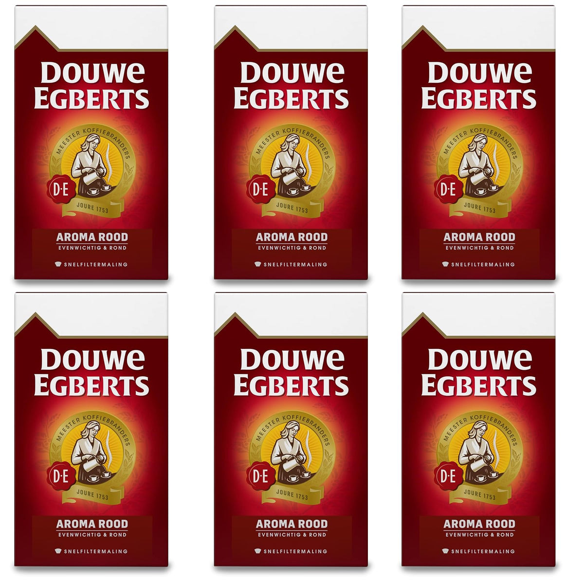 Douwe Egberts Aroma Rood Coarse Grind Ground Coffee – 17.6 oz Pack of 6 Imported from Holland