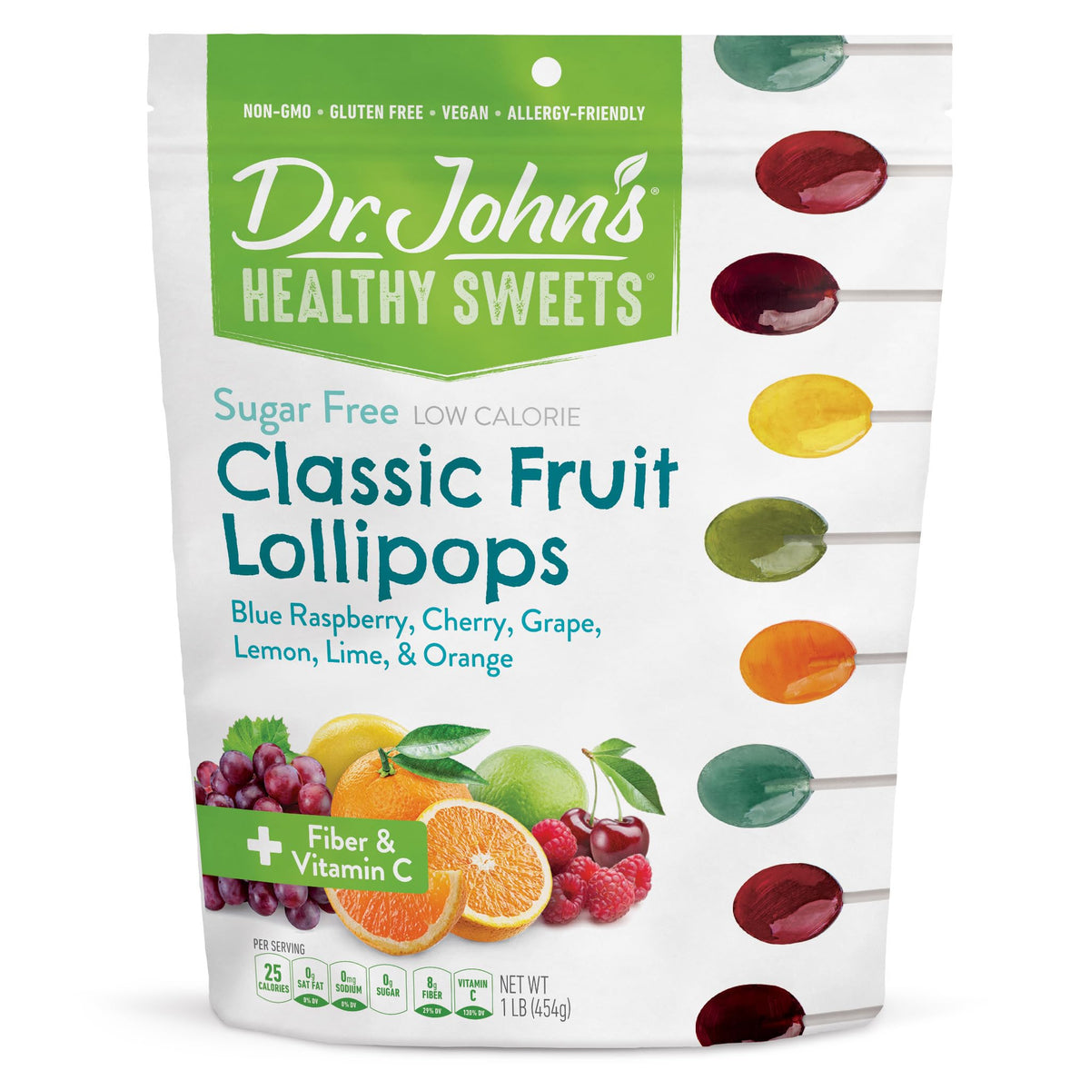 Dr. John's Sugar Free Oval Lollipops – Zero Sugar, Low Calorie, Keto Friendly (60 Count)
