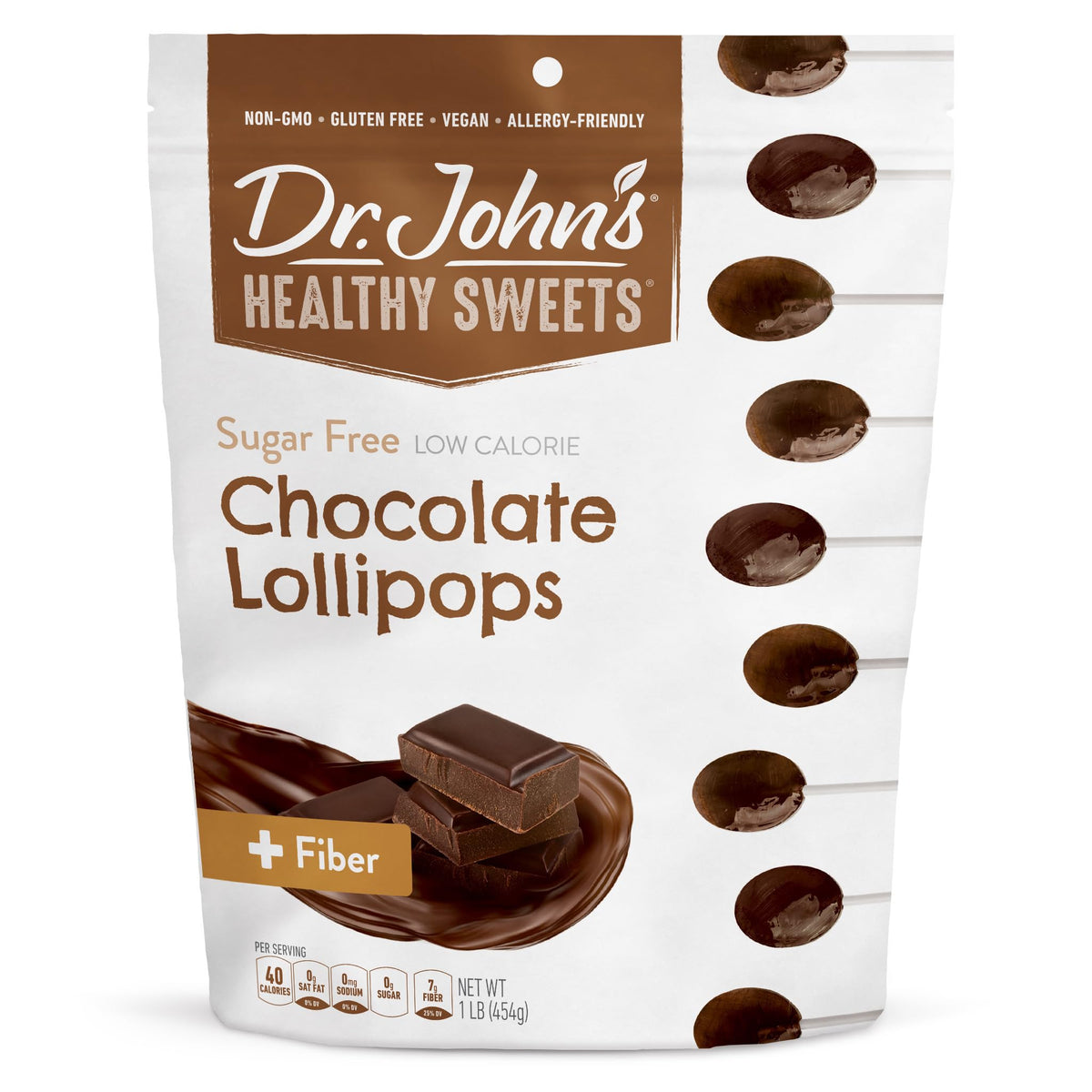 Dr. John's Sugar Free Oval Lollipops – Zero Sugar, Low Calorie, Keto Friendly, 60 Count
