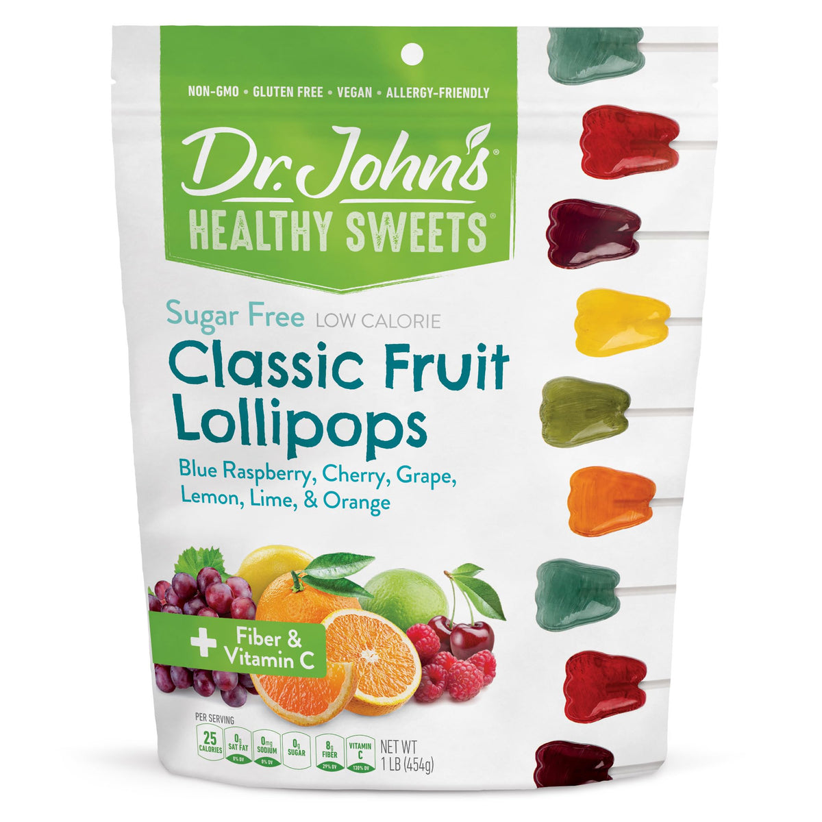 Dr. John's Healthy Sweets Sugar Free Lollipops – Zero Sugar, Low Calorie, Keto Friendly, 60 Count