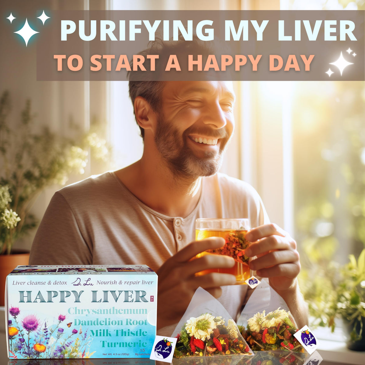 Dr. Lu’s Happy Liver Tea – 100% Natural Liver Support Herbal Blend (11 Herbs)