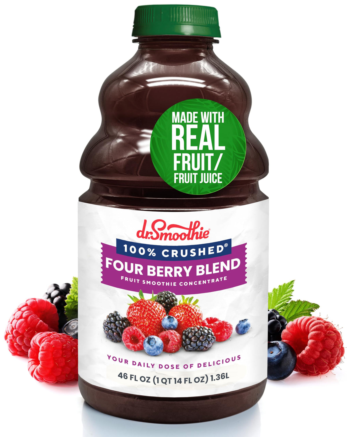 Dr. Smoothie 100% Crushed Four Berry Blend – No Added Sugar, Vegan, 46 oz