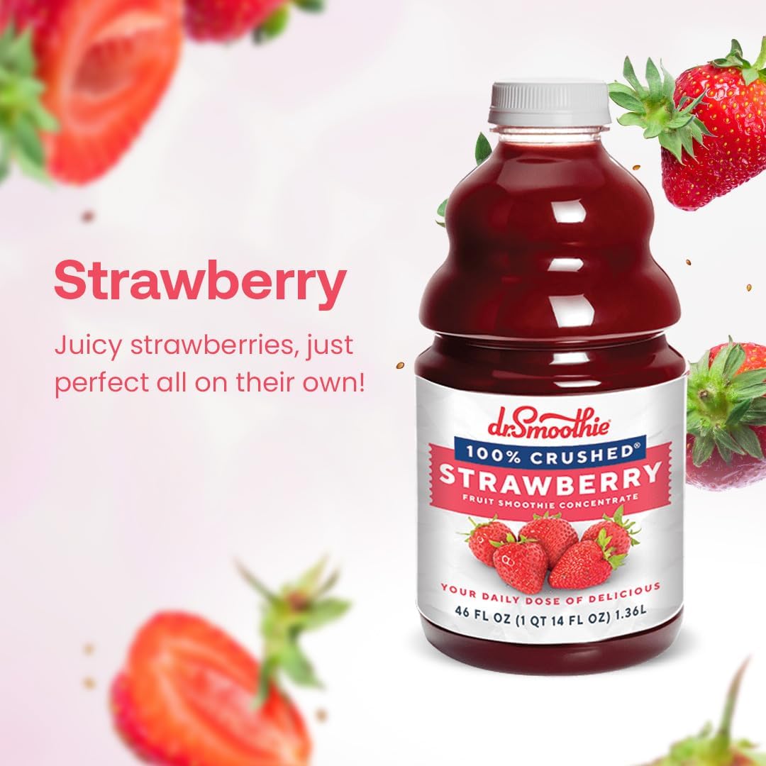 Dr. Smoothie 100% Crushed Strawberry Smoothie Concentrate – Non-GMO, Vegan, Gluten-Free, Vitamin C Rich | 46 oz