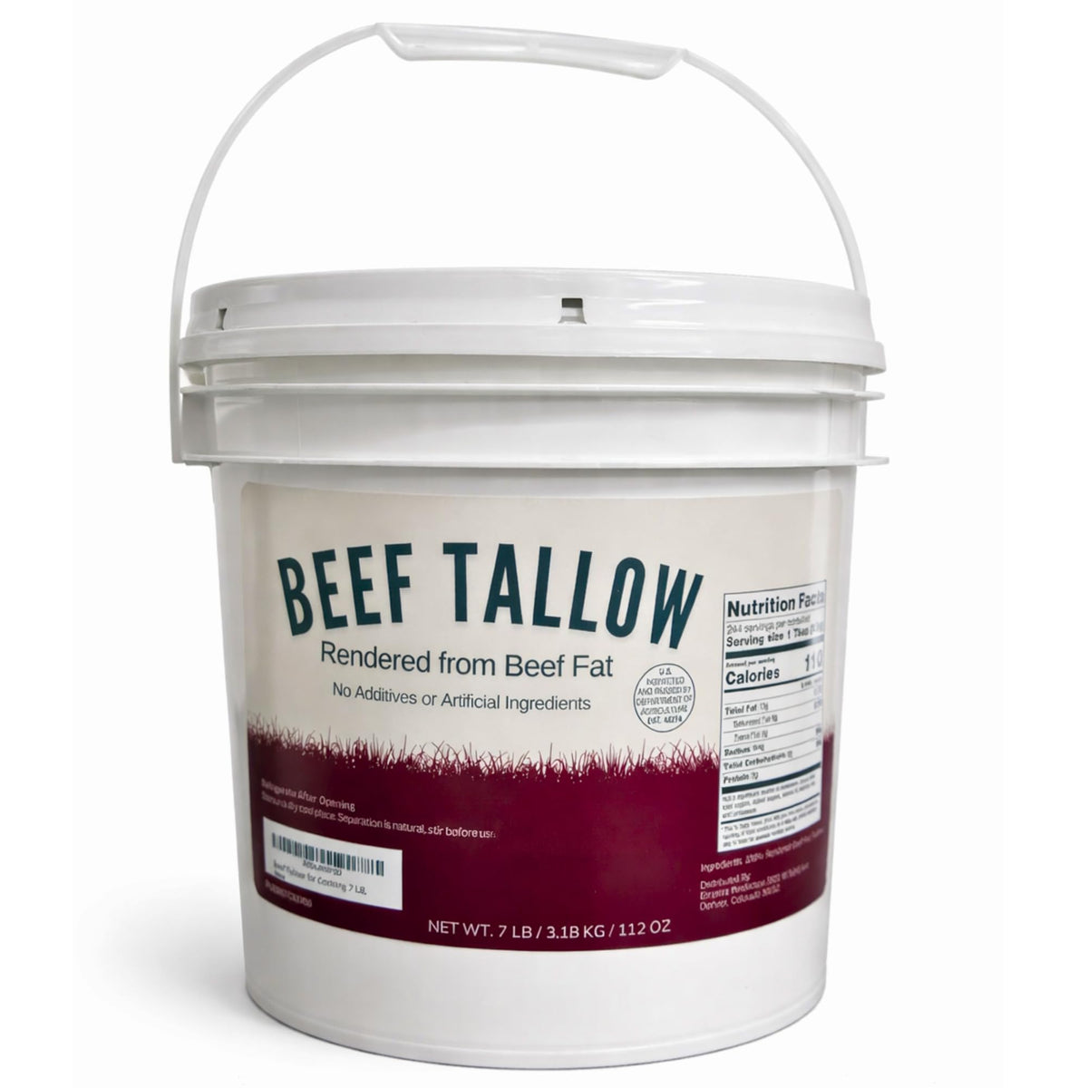 Drip Co Beef Tallow for Cooking – 7 lb Bulk Pail, Pure, No Additives
