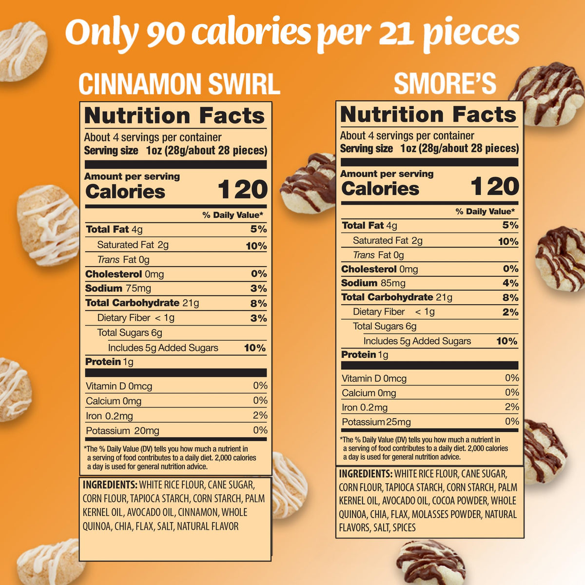 Drizzilicious Mini Flavored Rice Cakes – S'mores & Cinnamon Swirl, Gluten Free, Vegan, 90 Calories