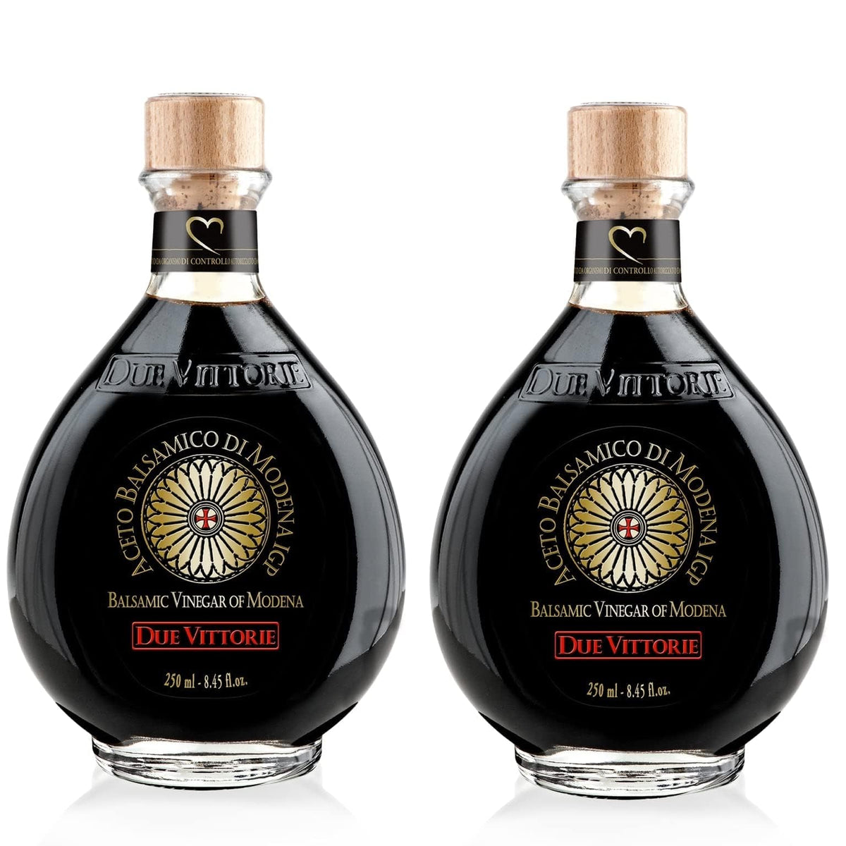 Due Vittorie Oro Gold Barrel-Aged Balsamic Vinegar IGP – 2-Pack with Pourer