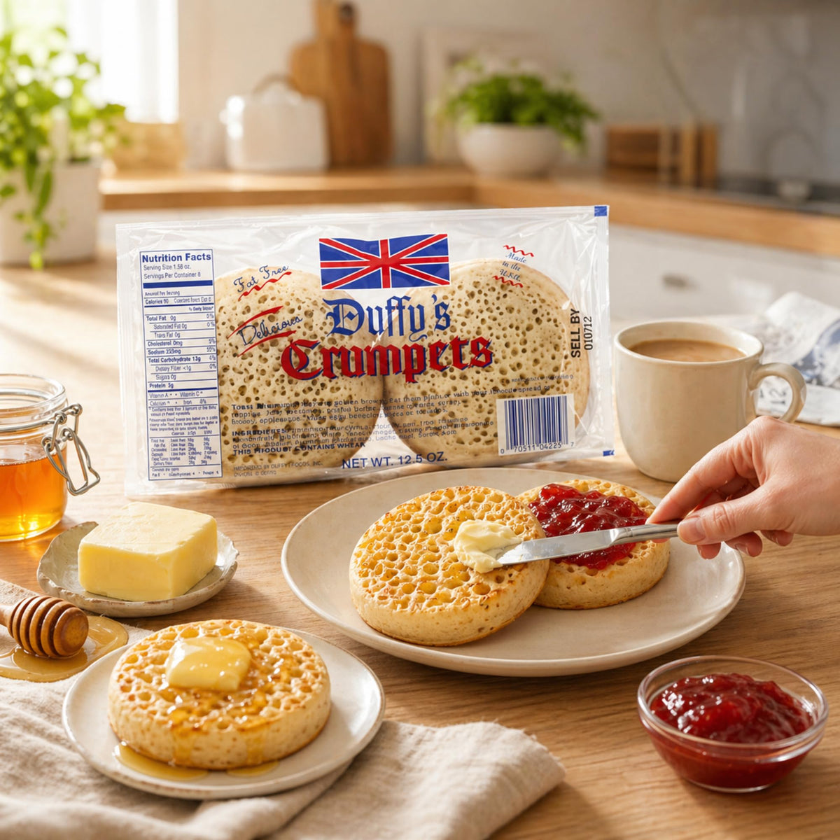 Duffy's Crumpets – Soft & Airy British Breakfast Crumpets, 4-Pack (12.5 oz total)