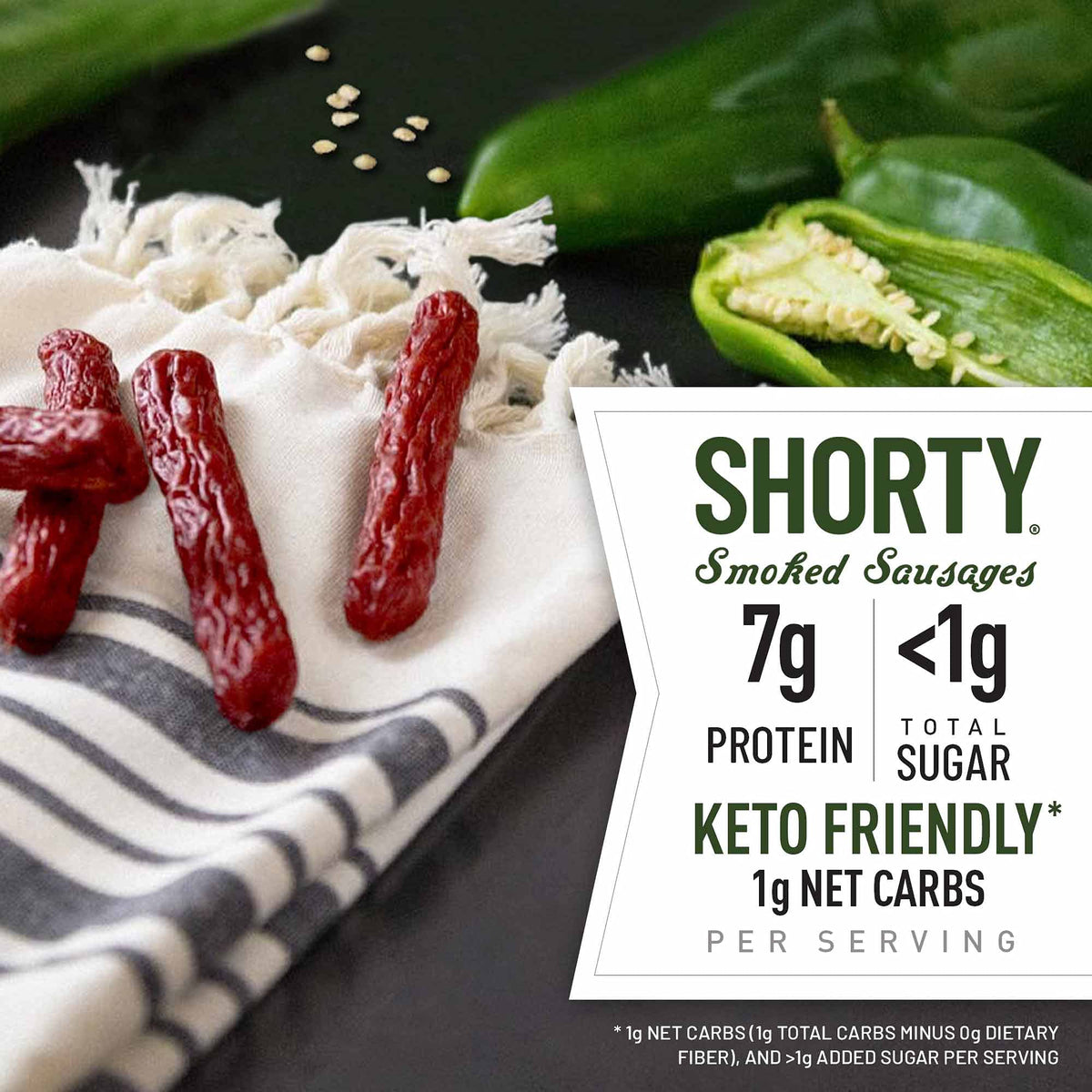 Duke's Hatch Green Chile Smoked Shorty Sausages – 7g Protein per Serving, 5 oz Pack of 8 | Gluten Free, Keto