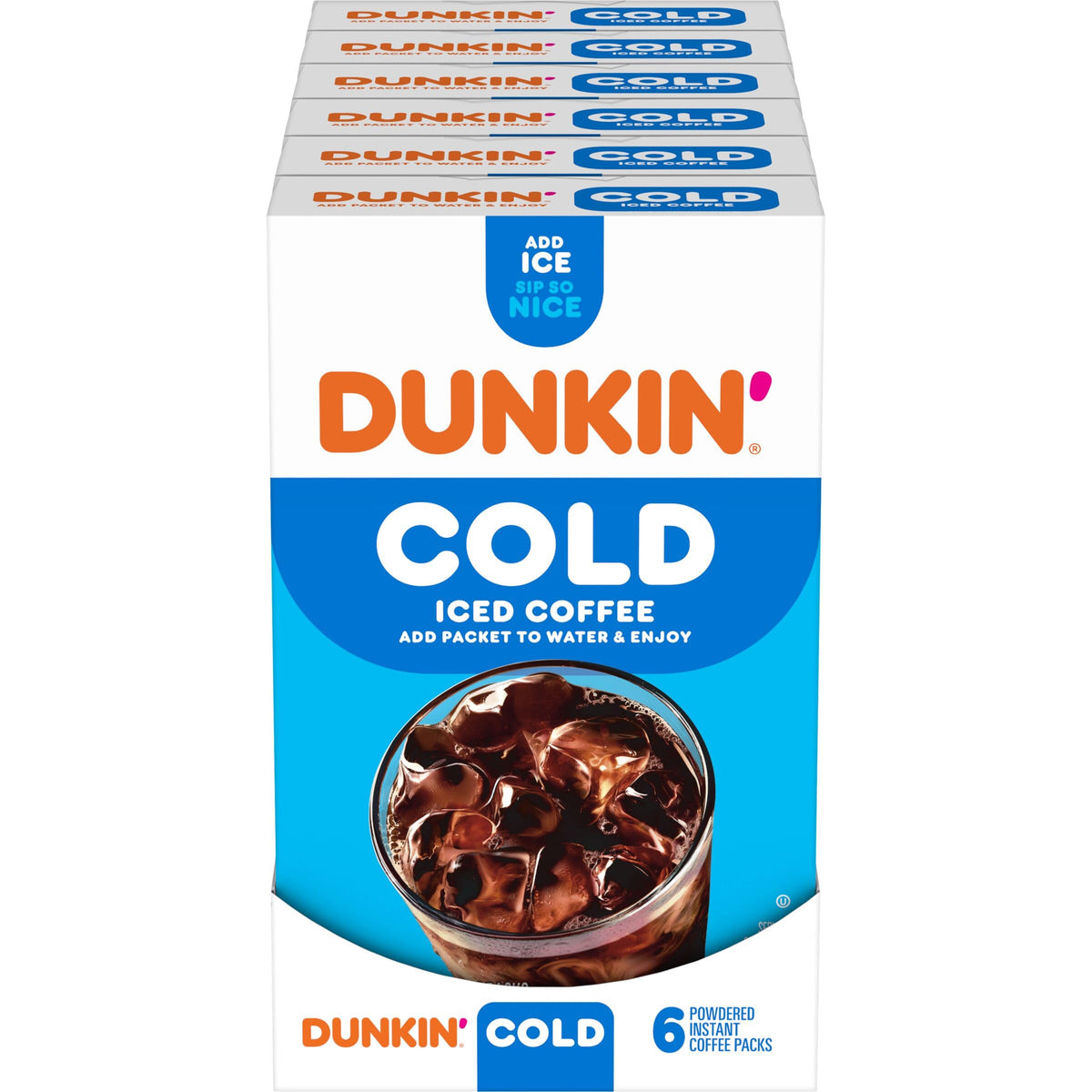 Dunkin' Donuts Dunkin Cold Iced Coffee Powdered Instant Packets – 12 Pack (6 Packets Each)
