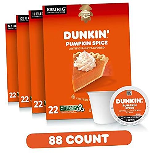 Dunkin' Donuts Pumpkin Spice K-Cup Pods for Keurig – 88 Count | Medium Roast Coffee