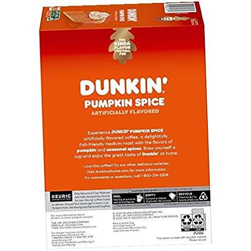 Dunkin' Donuts Pumpkin Spice K-Cup Pods for Keurig – 88 Count | Medium Roast Coffee