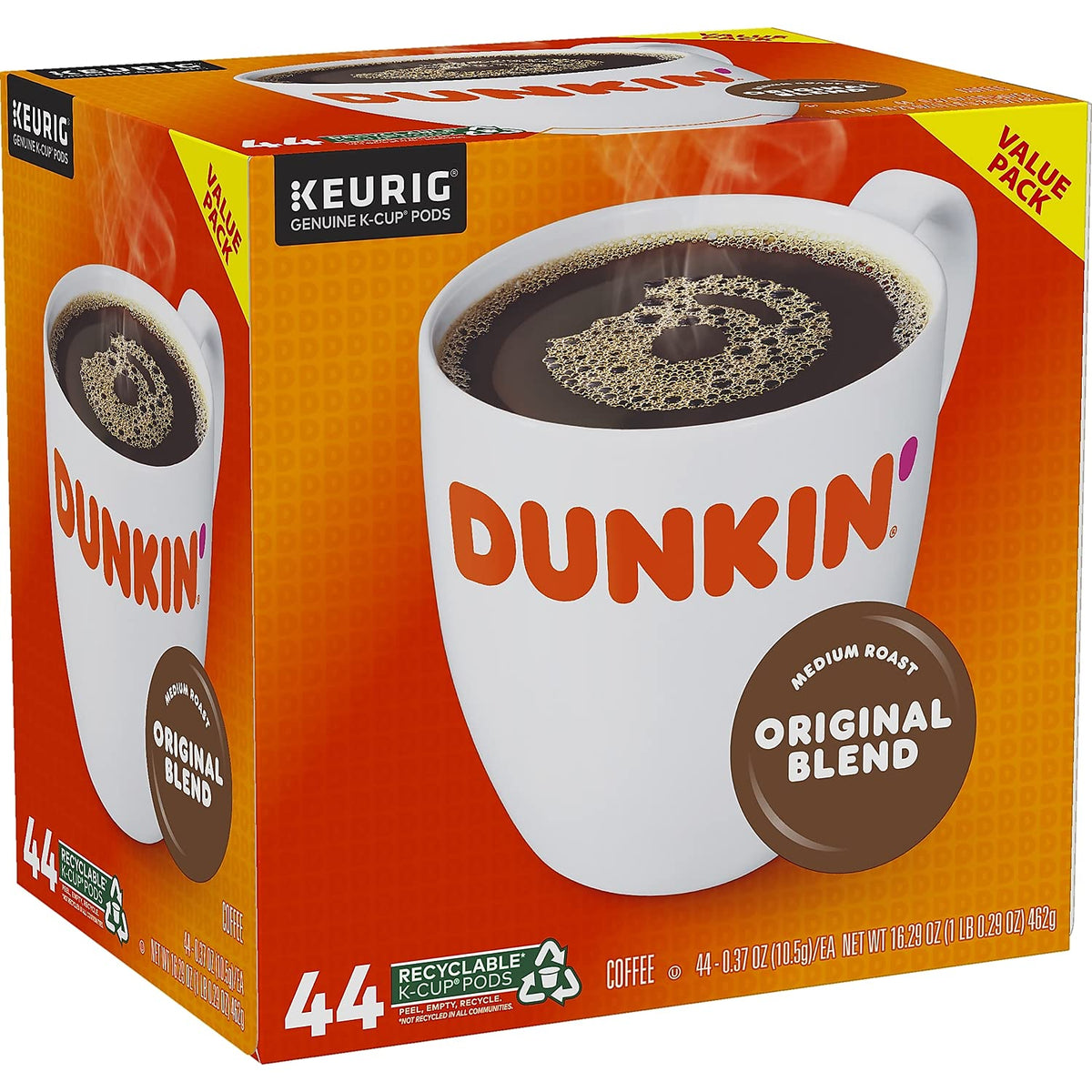 Dunkin' Donuts Original Blend K-Cup Pods – Medium Roast, 44-Count Box (006933)
