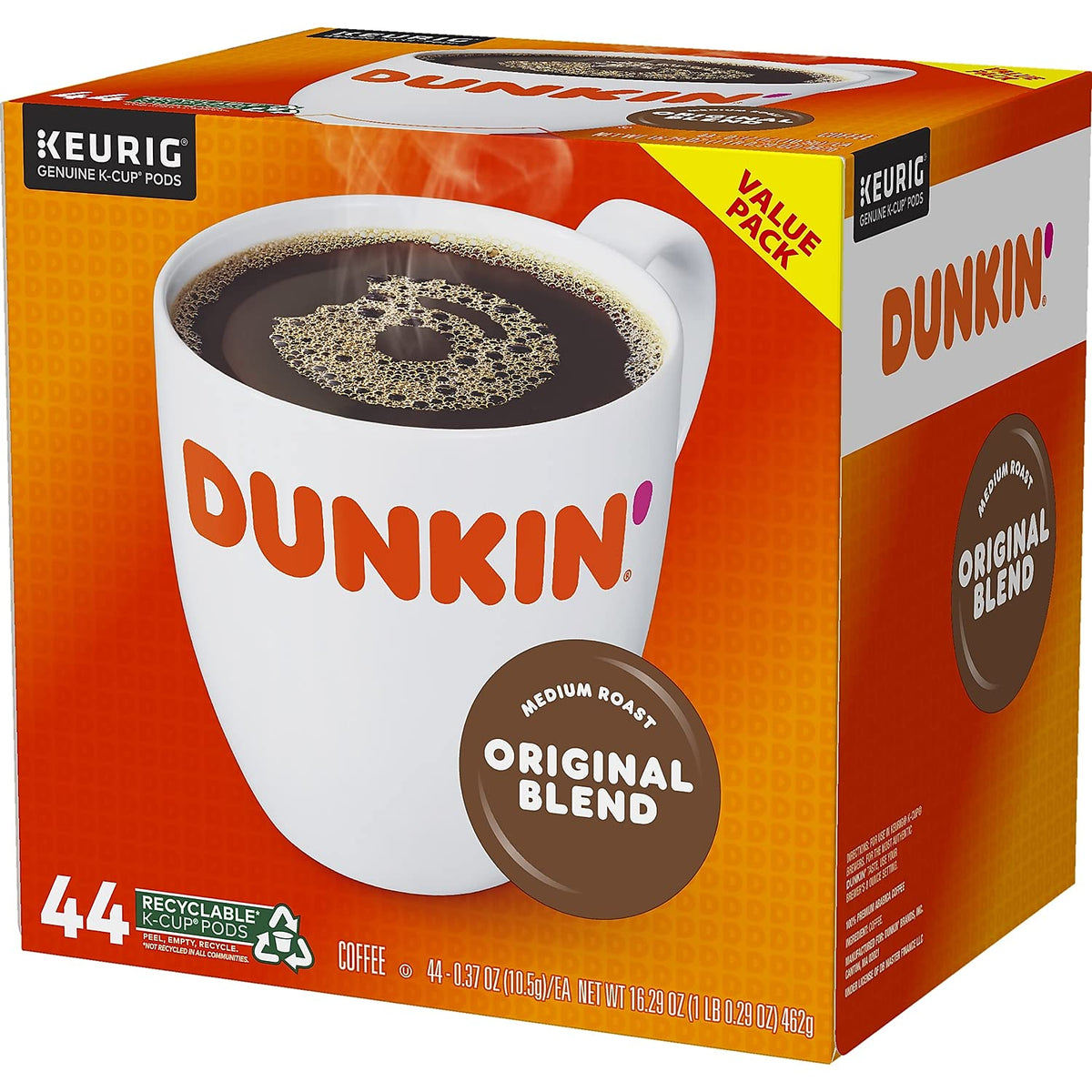 Dunkin' Donuts Original Blend K-Cup Pods – Medium Roast, 44-Count Box (006933)