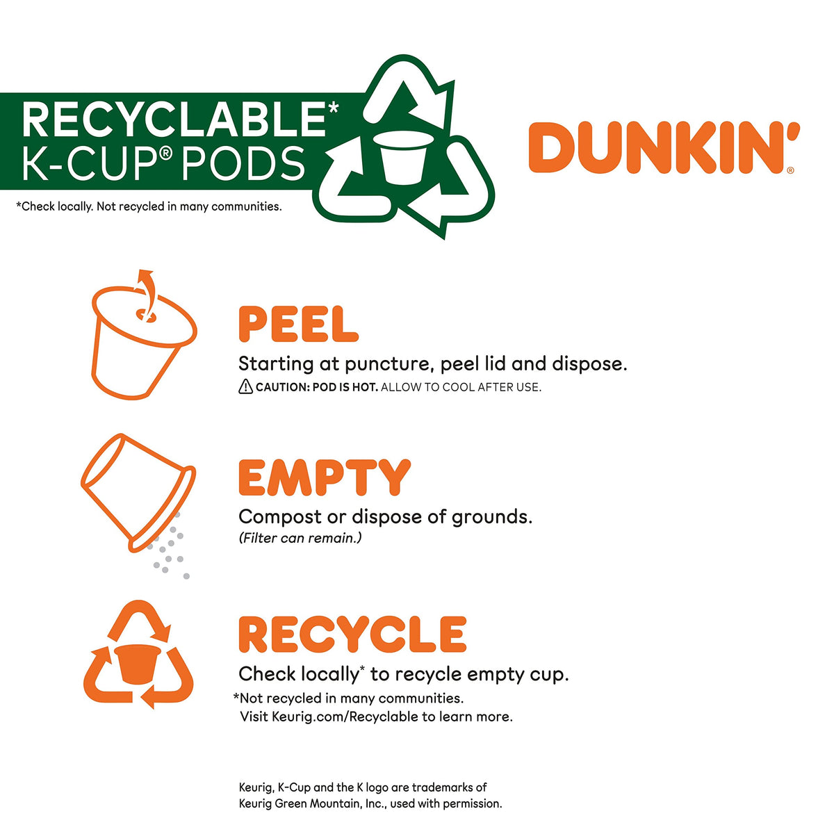 Dunkin’ Original Blend Coffee K-Cup Pods – Medium Roast, Keurig, Pack of 6 (60 Count)