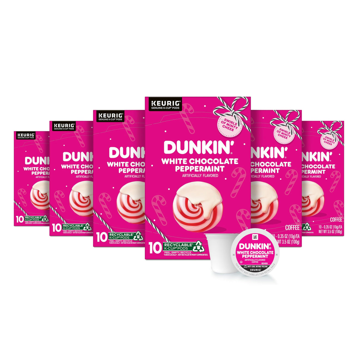 Dunkin White Chocolate Peppermint K-Cup Pods – 60-Count Limited Edition Holiday Coffee