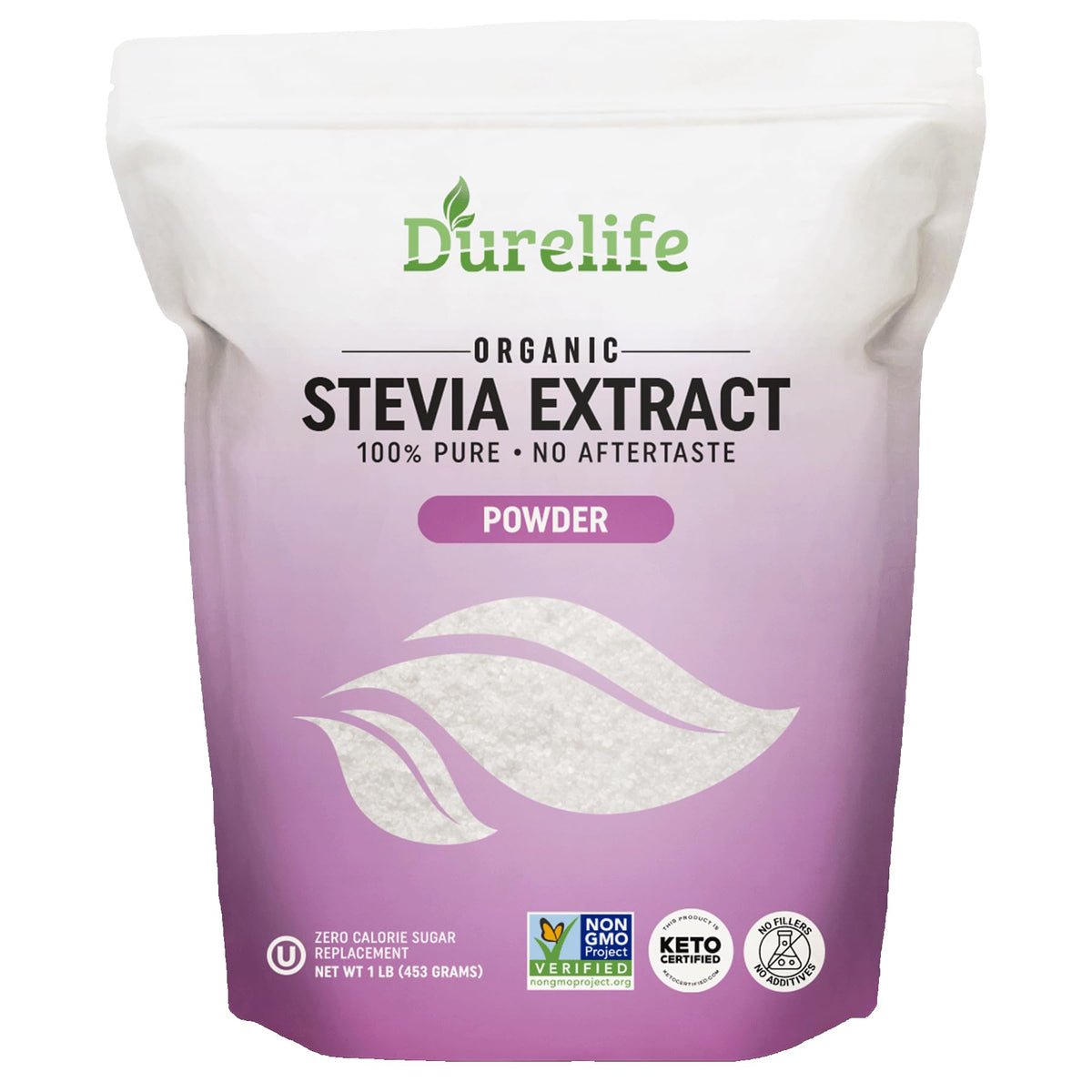 DureLife 100% Pure Stevia Extract Sweetener | Zero-Calorie, Non-GMO Project Verified, No Fillers | Micro-Spoon Included | 16 oz