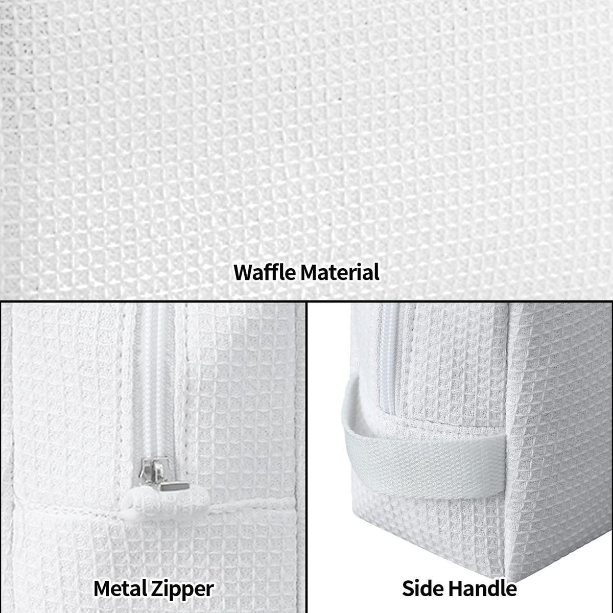 DYSHAYEN Small Waffle Makeup Bag for Travel, White