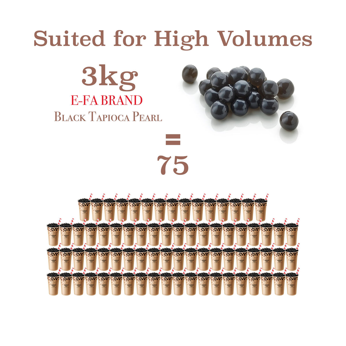 E-FA BRAND Black Tapioca Pearls (Boba) – Quick 3-Min Microwave Ready, Halal Certified, 6.6 lb