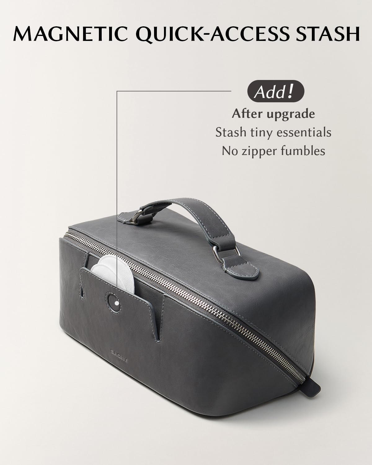 EACHY Travel Makeup Bag for Women, Provence Cosmetic Bag, Grey, Medium