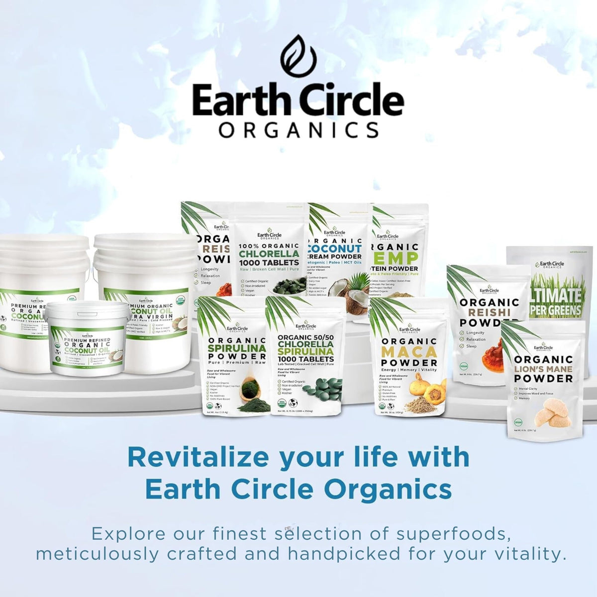Earth Circle Organics Pure Coconut Water Powder – Hydration & Electrolytes, Unsweetened, Vegan (Pack of 2)