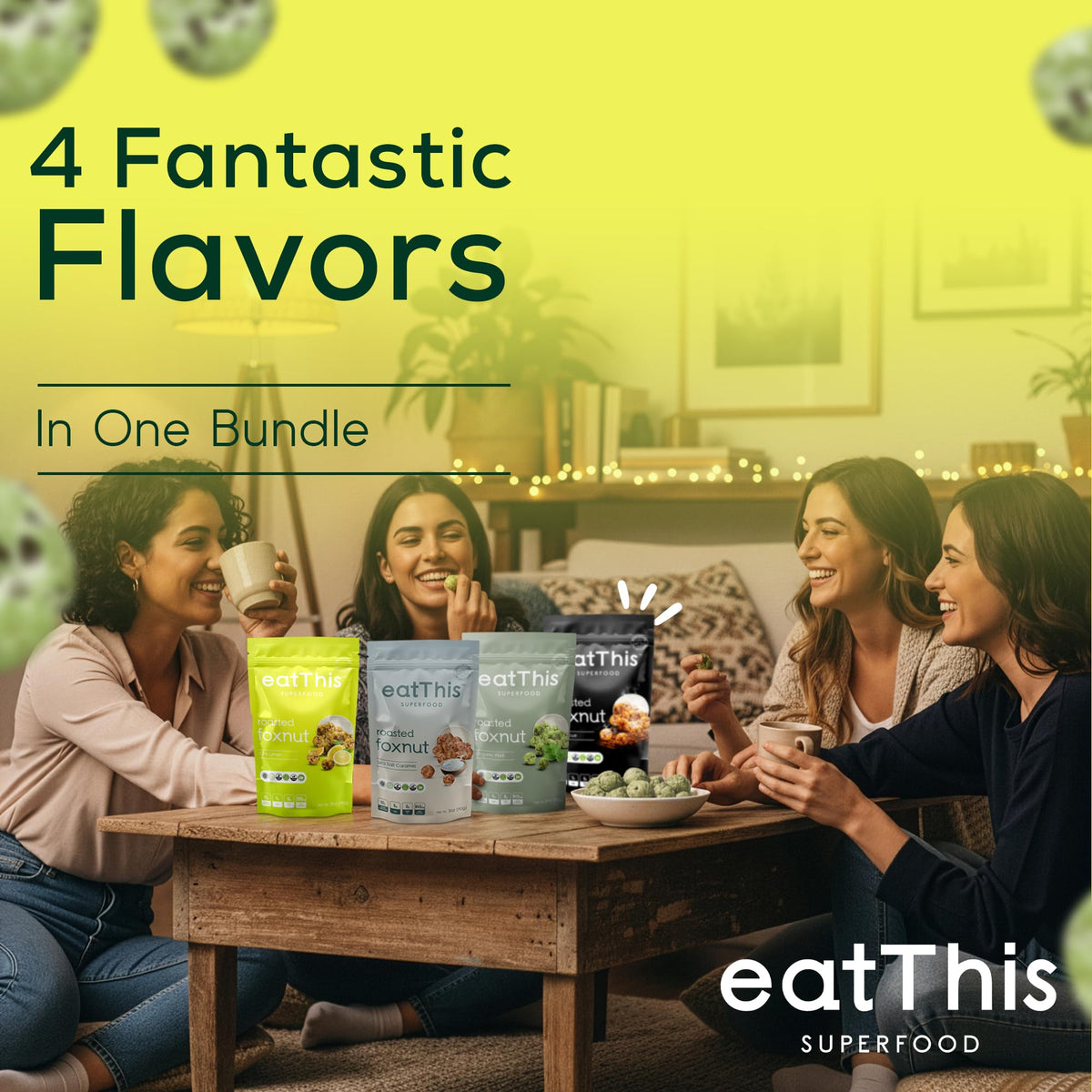 EatThis Superfood Roasted Foxnuts Variety Pack | 4 x 12 oz | Vegan, Gluten-Free, High Protein