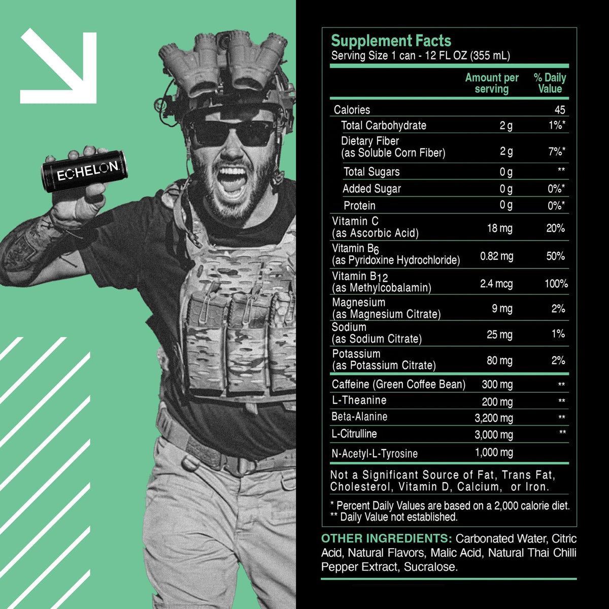 Echelon Pre-Workout Energy Drink – Watermelon Thai Chili | 12 Pack | 300mg Caffeine | Vegan
