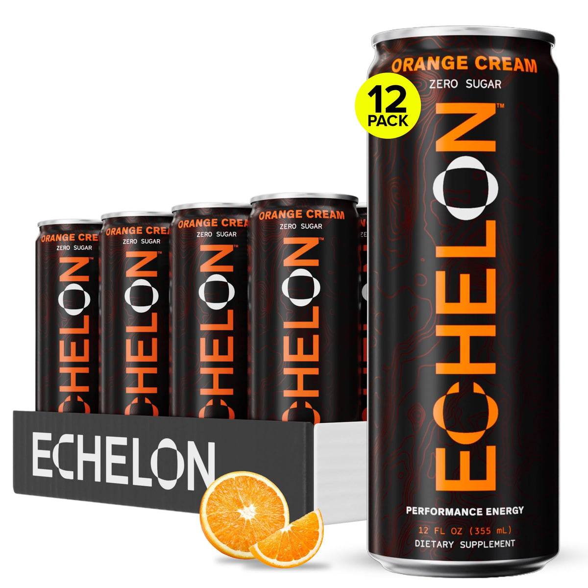 Echelon Orange Cream Performance Energy Drink – Zero Sugar, 200mg Caffeine, Endurance & Focus
