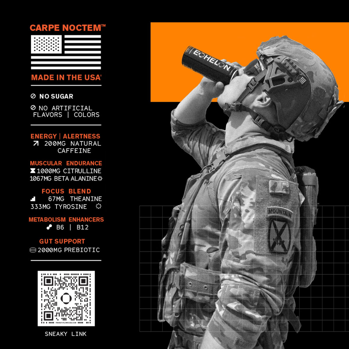 Echelon Orange Cream Performance Energy Drink – Zero Sugar, 200mg Caffeine, Endurance & Focus