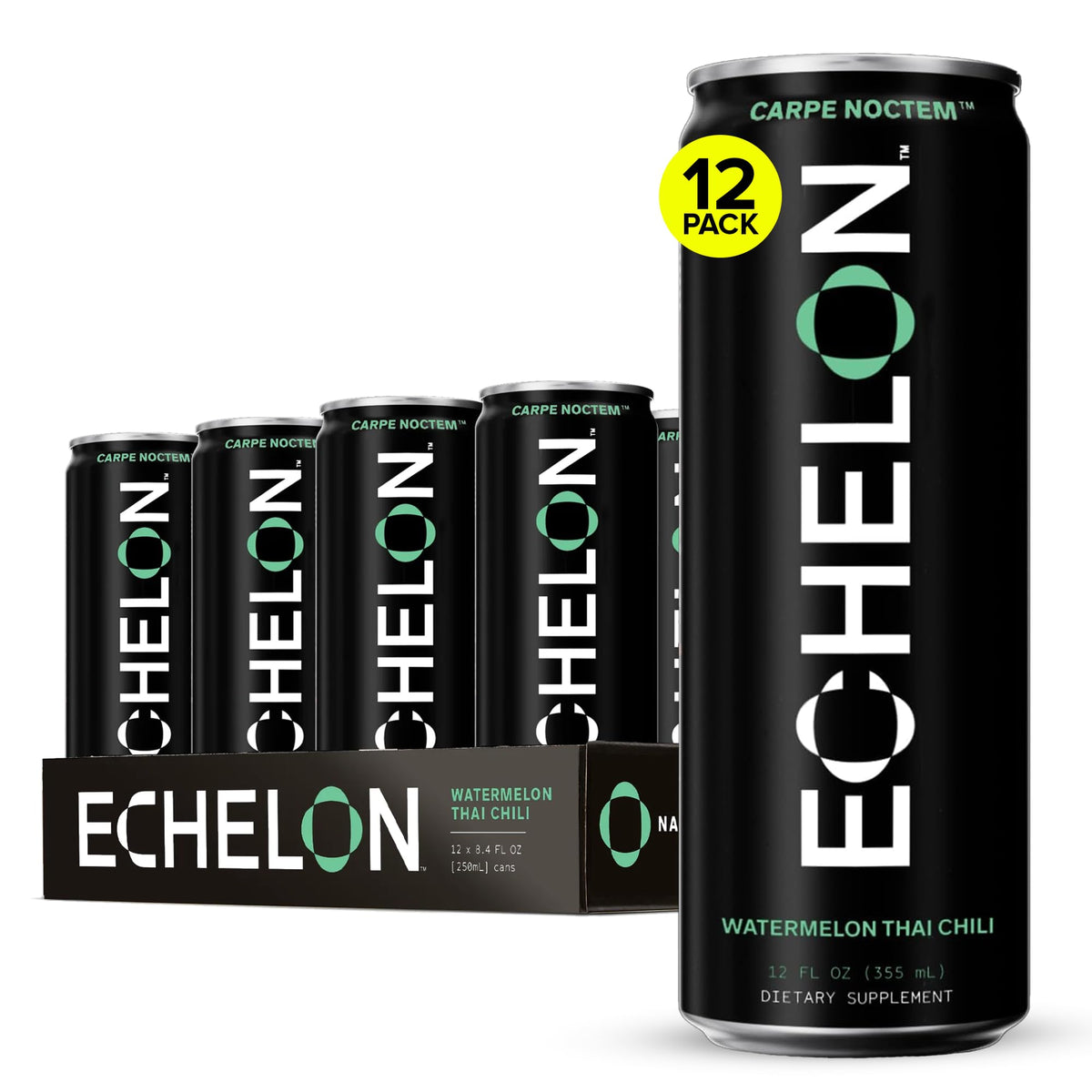 Echelon Pre-Workout Energy Drink – Watermelon Thai Chili | 12 Pack | 300mg Caffeine | Vegan