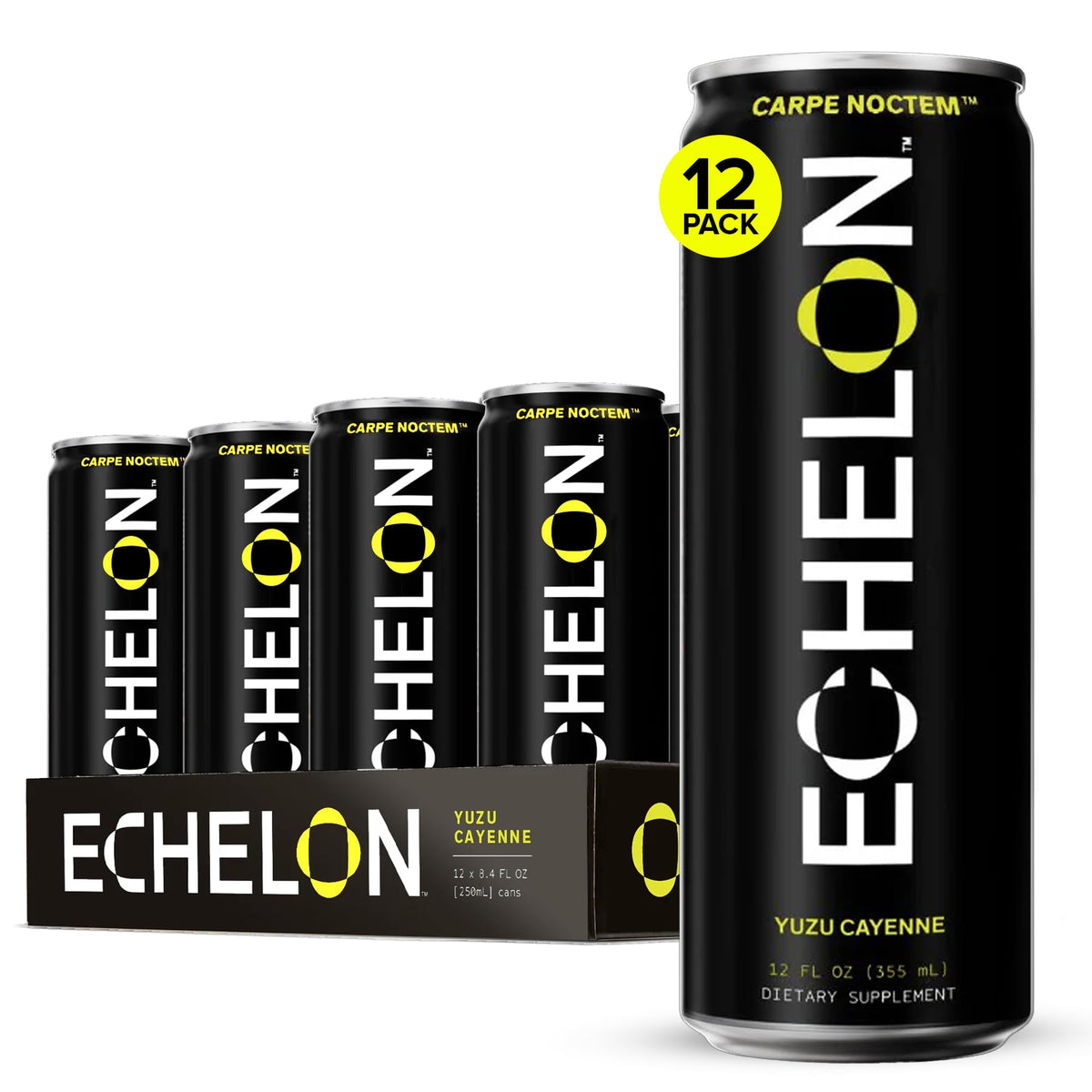 Echelon Pre-Workout Energy Drink – Yuzu Cayenne (12 Pack) | 300mg Caffeine, Focus & Endurance