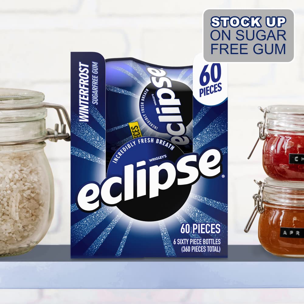 (6 Pack) Eclipse Winterfrost Sugar Free Gum Bulk Pack – 60-Piece Bottles