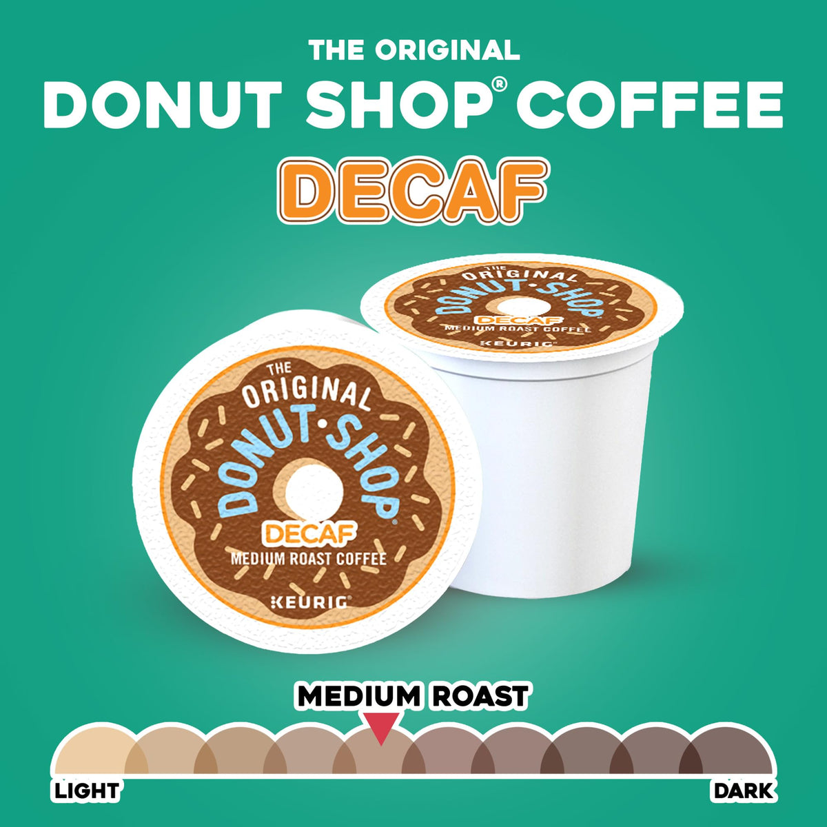 The Original Donut Shop Decaf Keurig K-Cup Pods — Medium Roast, 60 Count (Six Packs of 10)