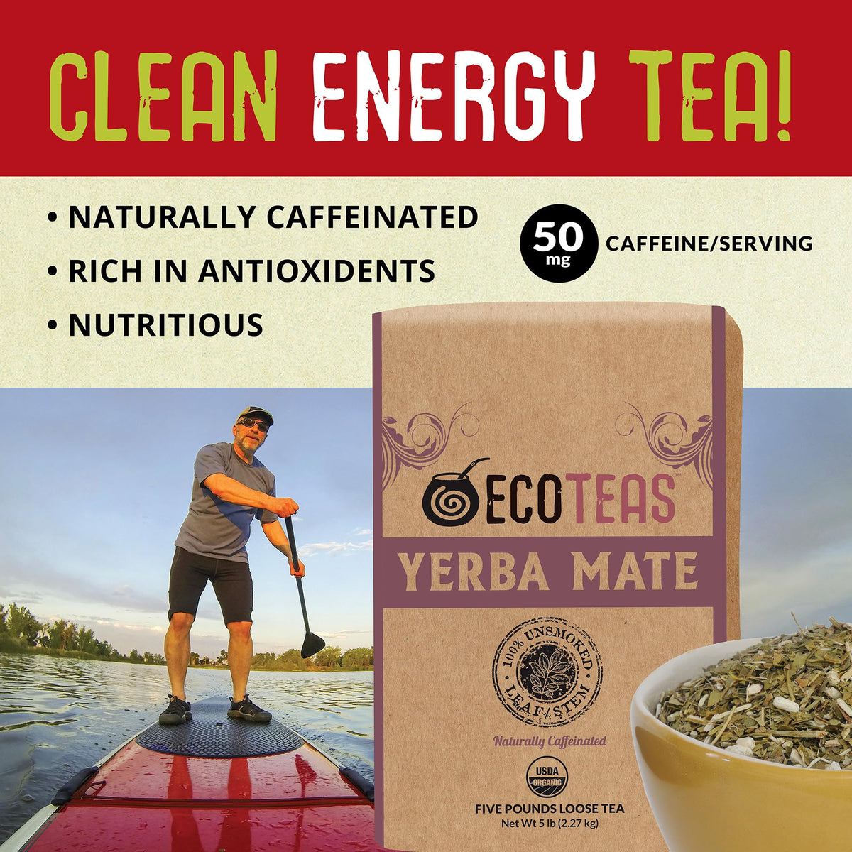 ECOTEAS Organic Yerba Mate Loose Leaf Tea – Unsmoked Detox & Natural Energy