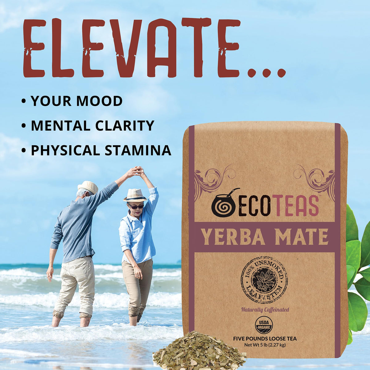 ECOTEAS Organic Yerba Mate Loose Leaf Tea – Unsmoked Detox & Natural Energy
