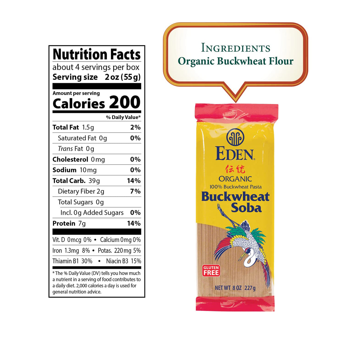 Eden 100% Organic Buckwheat Soba Pasta — Gluten Free, Traditionally Made in Japan, 3-Pack