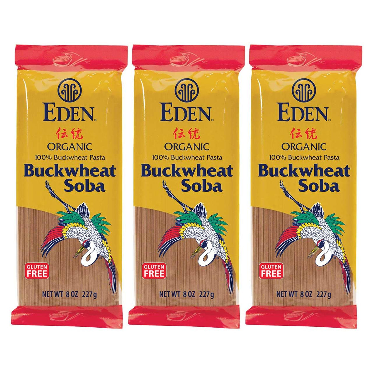 Eden 100% Organic Buckwheat Soba Pasta — Gluten Free, Traditionally Made in Japan, 3-Pack