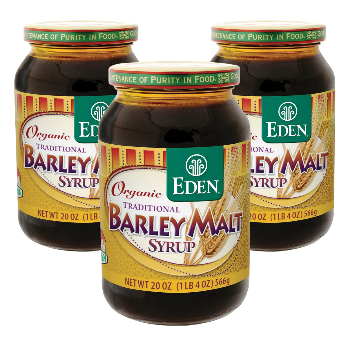 Eden Foods Organic Barley Malt Syrup 20oz Pack of 3 | Versatile Non-Diastatic Sweetener