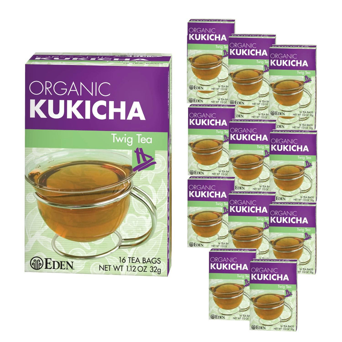 Eden Kukicha Organic Roasted Twig Tea – Low Caffeine, 12-Box Pack