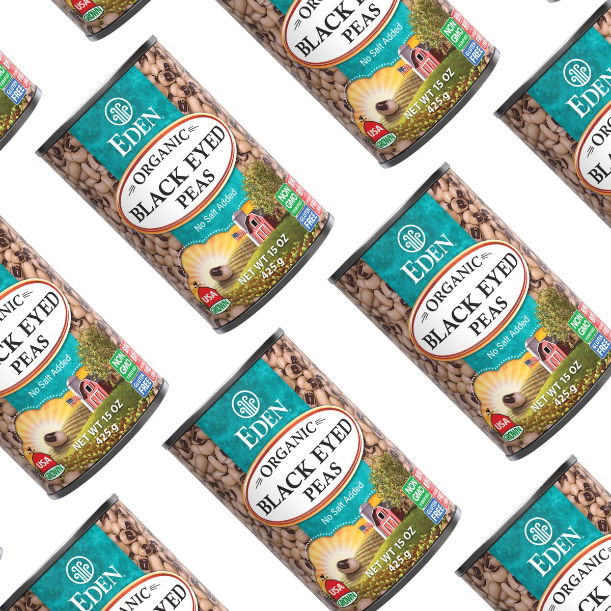 Eden Organic Black Eyed Peas - No Salt Added, 15oz Cans (Pack of 12)