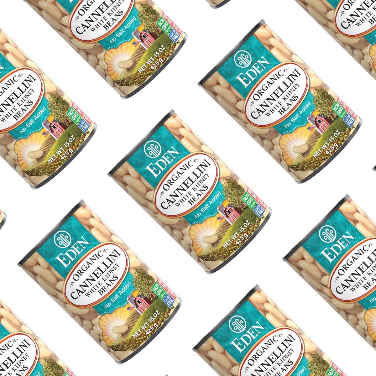 Eden Organic Cannellini White Kidney Beans – No Salt Added, 15 oz Cans (Pack of 12)